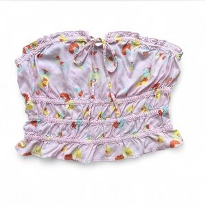 BP Floral Print Crop Top - Pink and Multicolor